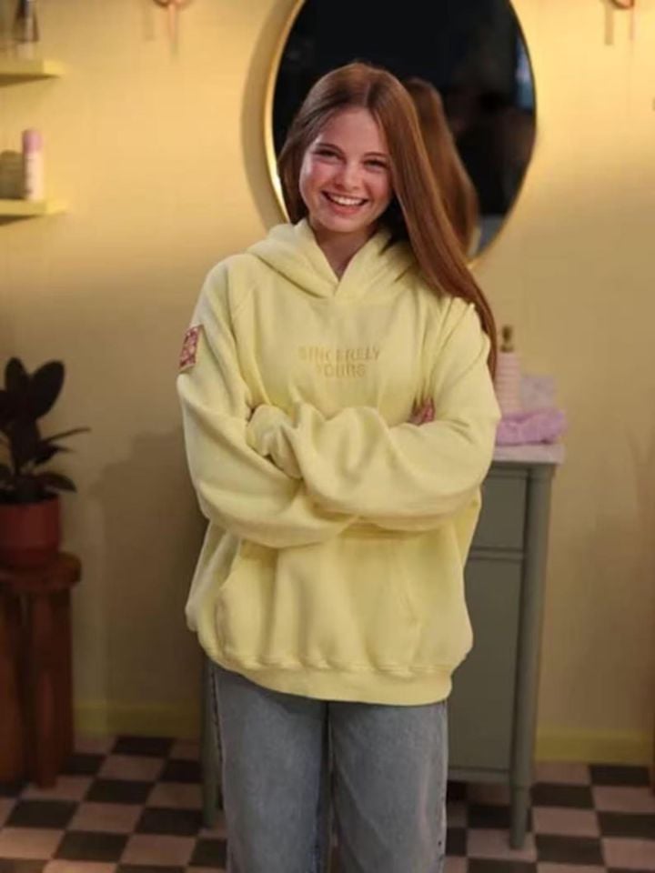Handmade Salish Hoodie: Embroidered Sincerely Yours girls oversized hoodie, Premium Fleece Hoodie, Gift for teen girl