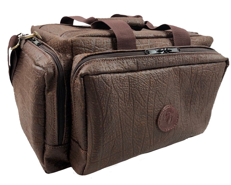 Buffalo Hide Range / Field Bag - for sporting clays, skeet, trap - Brown - Personalization Option