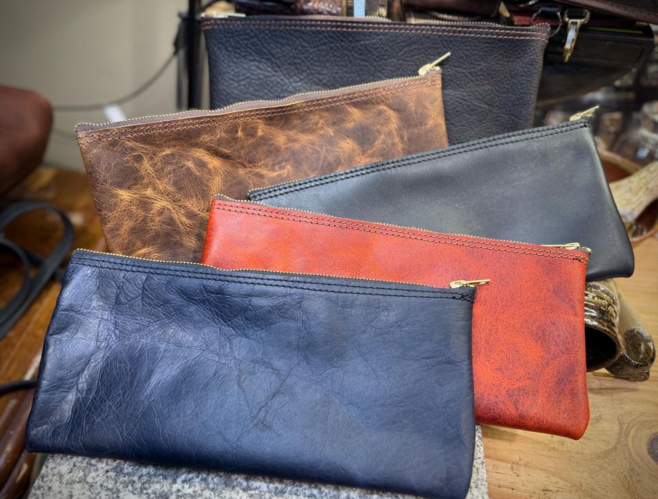 Leather Money Bag, Personalized Bank Cash Pouch, Handmade Full Grain, Made in USA