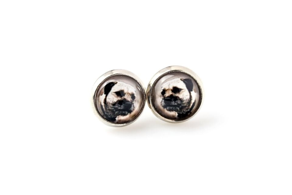Border Terrier Stud earrings with a photo of a dog, Customizable jewelry for pet lovers, Your photo, Handmade