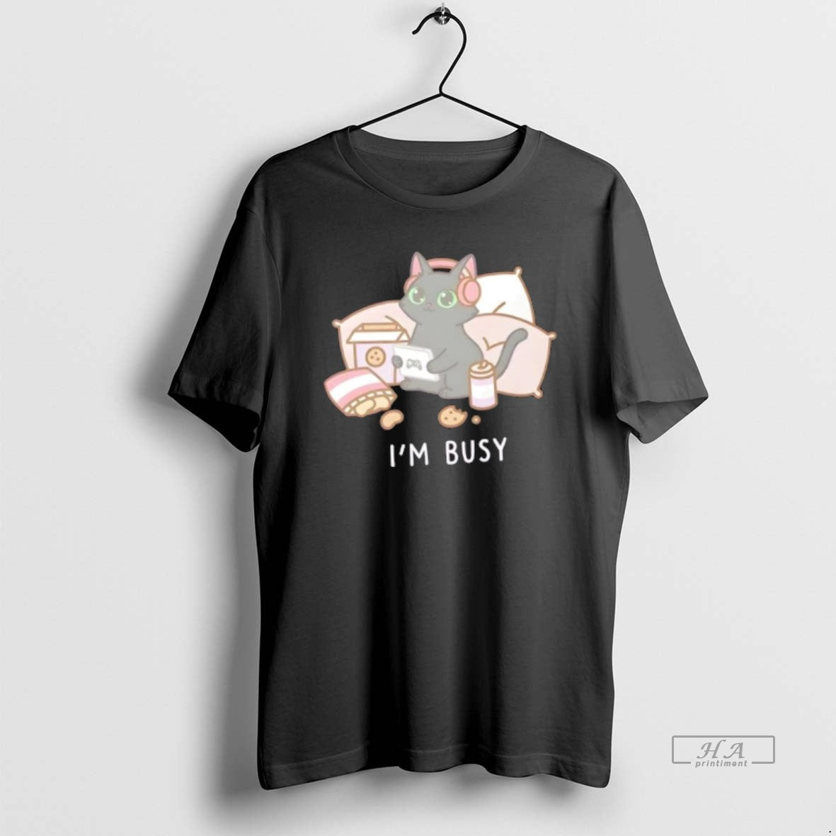 Official Im Busy Gamer Cat Cute Black Kitty
