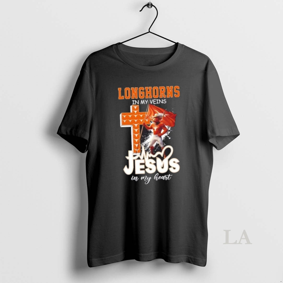 Original Mascot Hold Flag Texas Longhorns In My Veins Jesus In My Heart