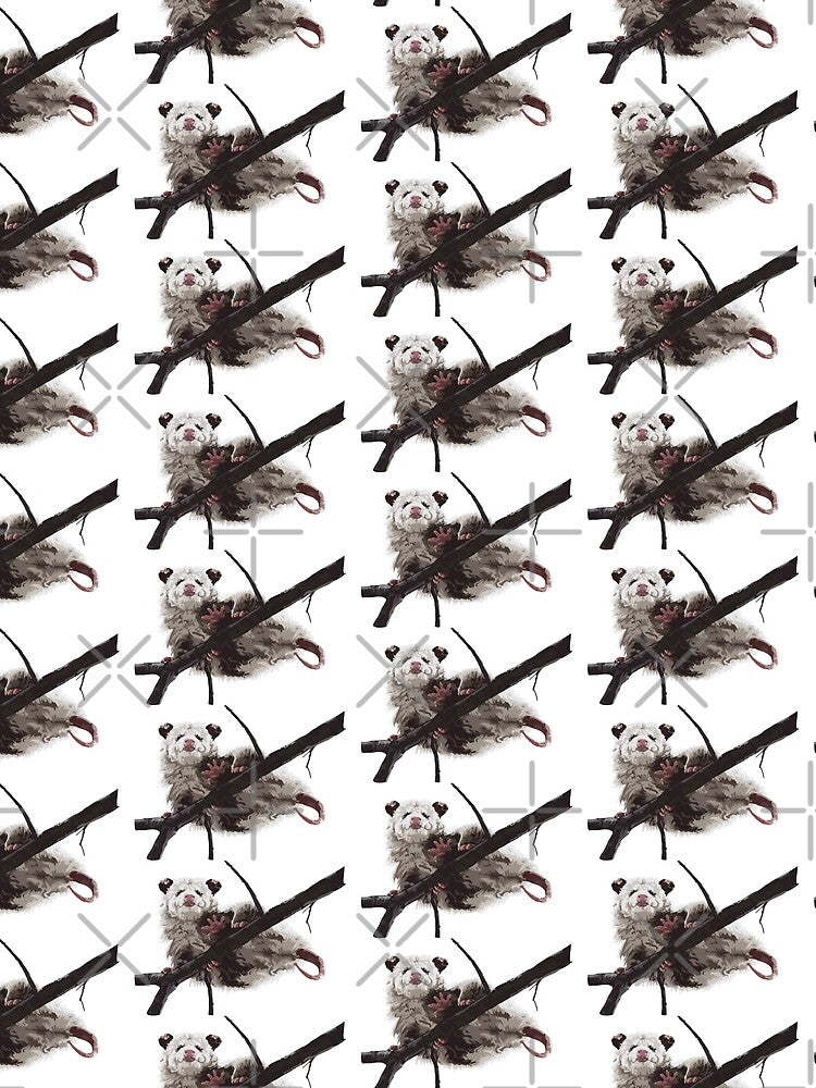 Opossum's butt on a branch pattern, small print white edition by bye-then