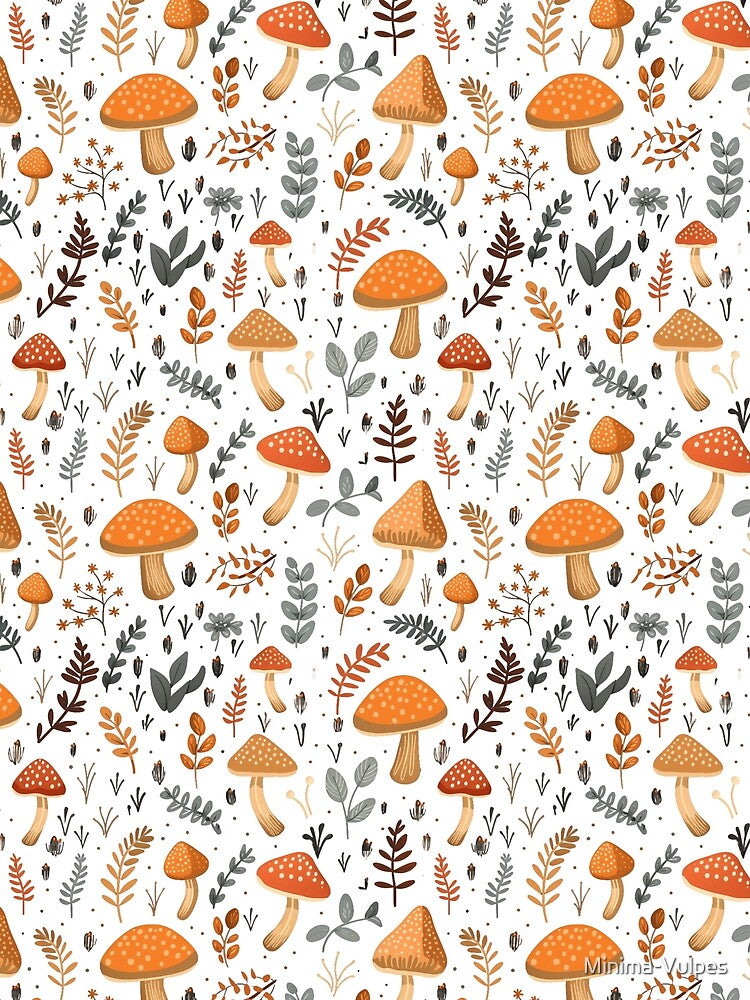 Cute Floral Mushroom Pattern by Minima-Vulpes
