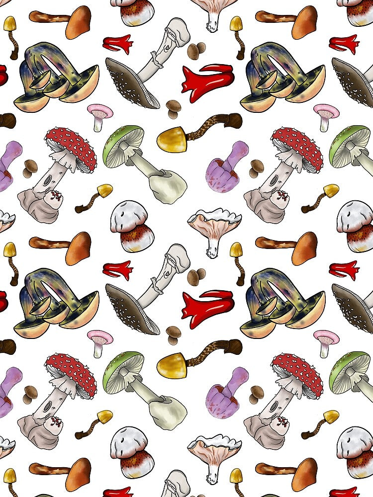 colorful fungi mushroom pattern by Alittlemagik