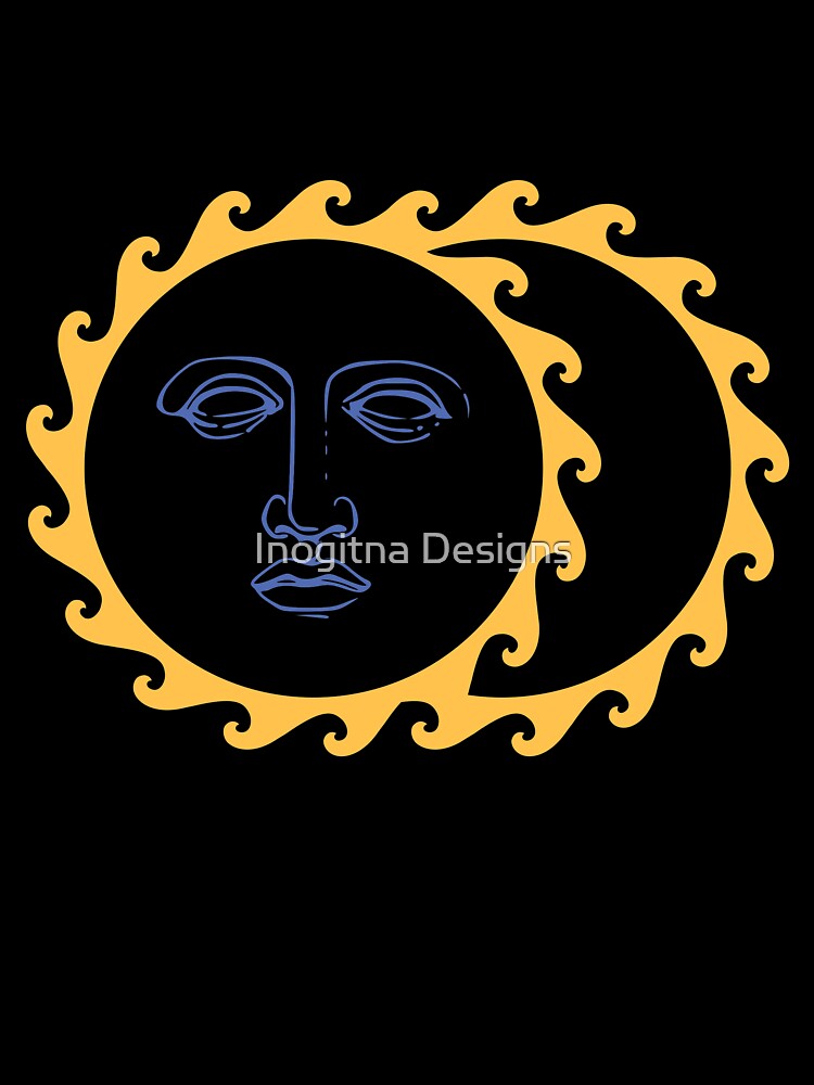 Sun Face Moon Yellow Retro by Inogitna Designs