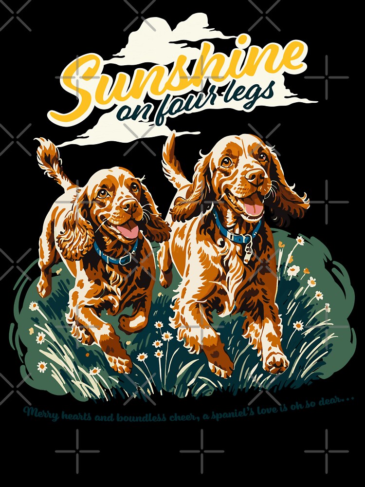 Frolicking Cocker Spaniels Retro Dog Art, Two Gentle Charming Pups, Special Gift for Dog Moms by furrlieben