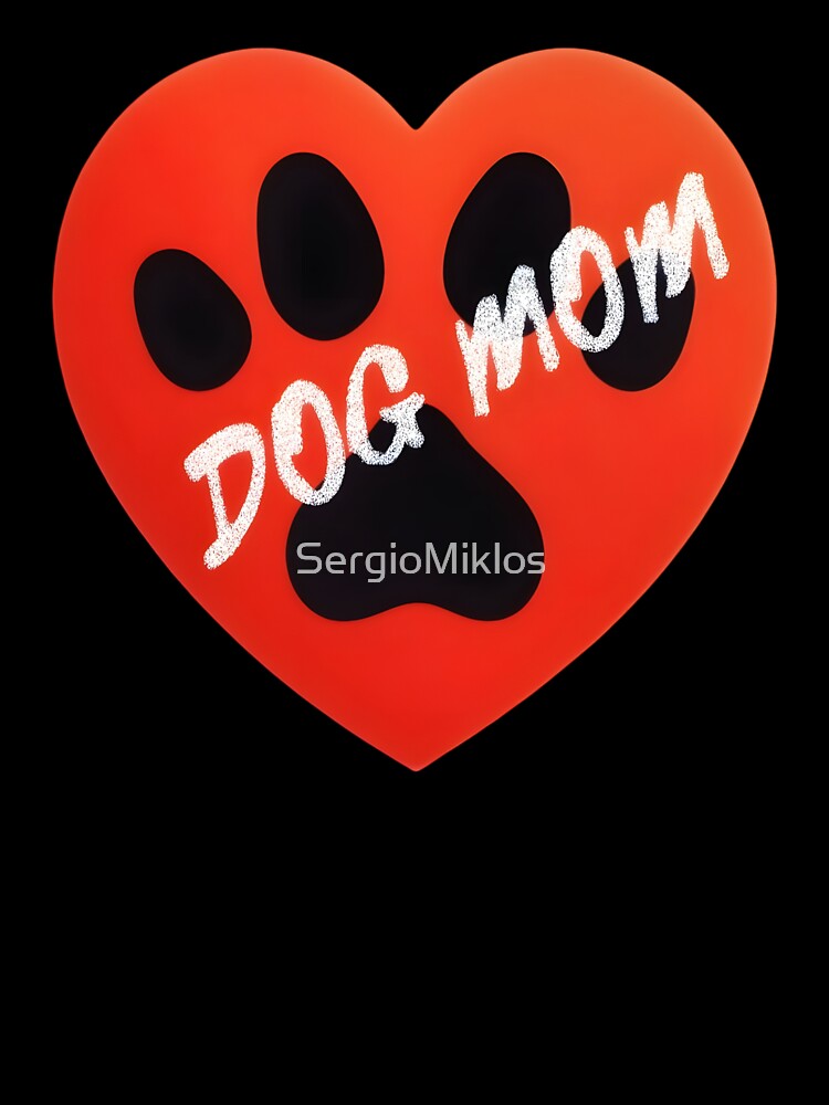 DOG MOM HEART STICKER | Red Heart & Paw Print Decal | Cute Pet Lover Gift & Dog Mom Appreciation Art by SergioMiklos