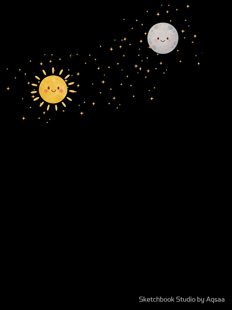 Live by the Sun, Love by the Moon Cute Sun & Moon Quote by Sketchbook Studio by Aqsaa