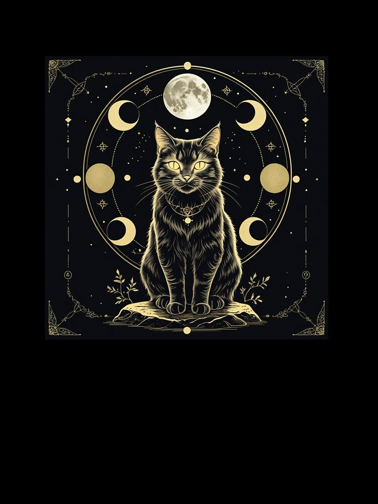 The Moon – Mystical Cat Tarot Card T-Shirt by Almond Paper Co.