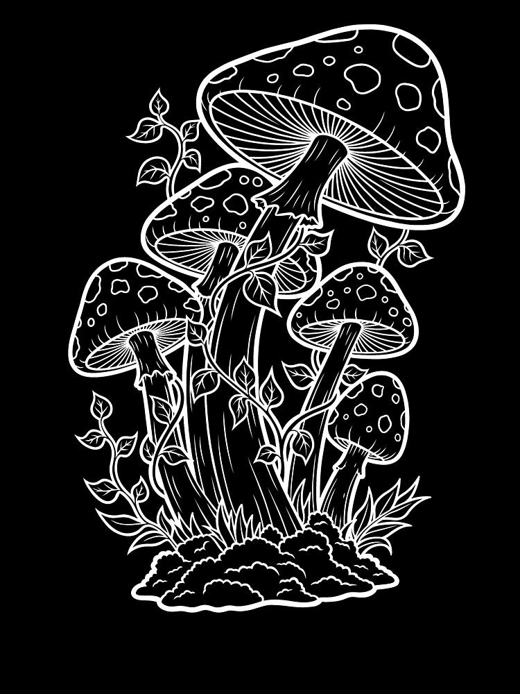 Enchanted Forest Mushrooms Botanical Illustration by ArtPer-design