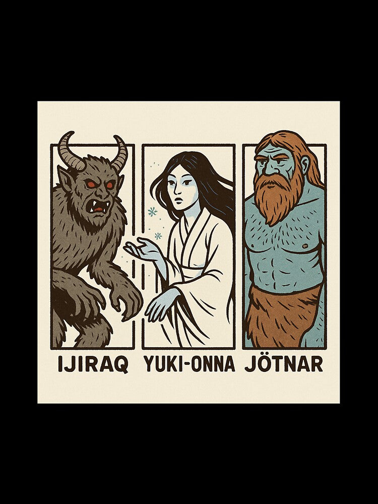 Ijiraq, Yuki-Onna and Jotnar 04 by AIfolklore