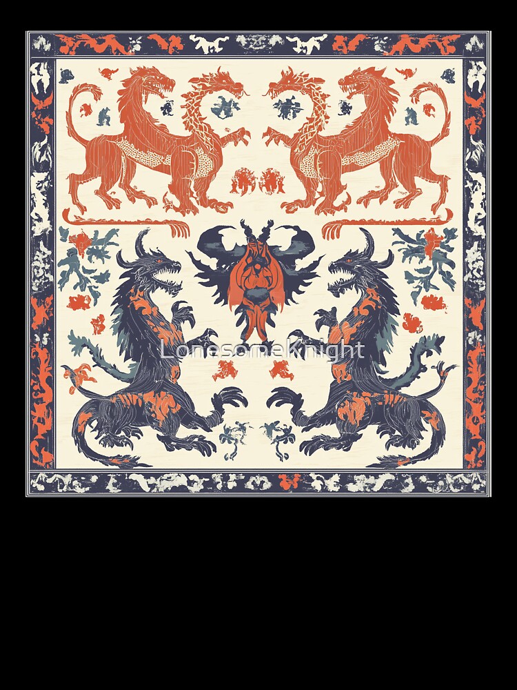 Medieval Heraldic Lions and Dragons Pattern by LonesomeKnight