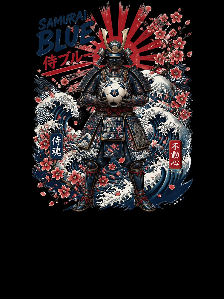 Japan Soccer Samurai - Samurai Blue Vintage Japanese Football Fan T-Shirt by 18-30