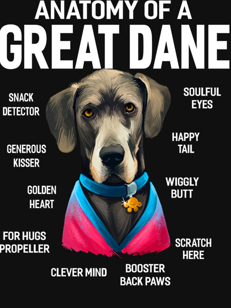 Dogs 365 Anatomy of a Great Dane Dog Funny Gift Pullover Hoodie by augetjalegrei