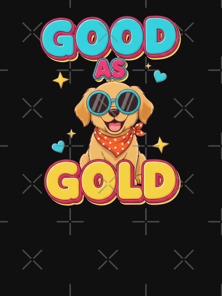 Good As Gold Golden Retriever Puppy Retro Sticker by Xhevahir