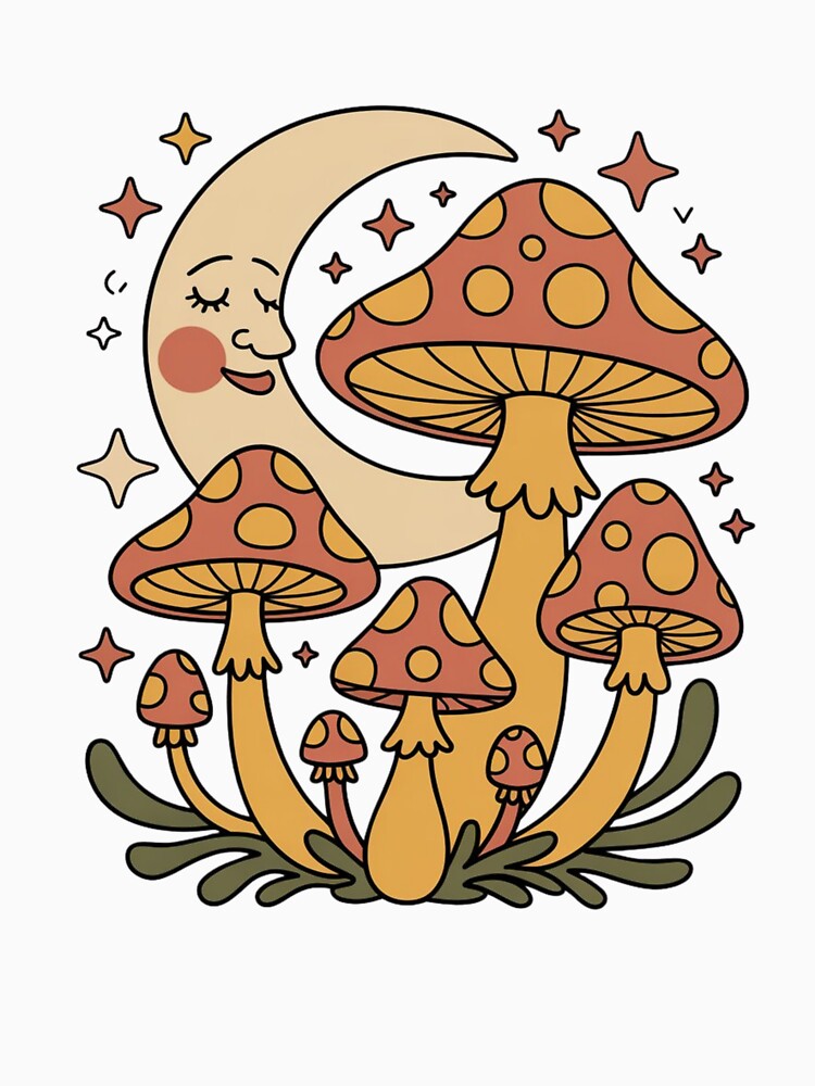 Retro Moon Mushroom Garden by zazzink