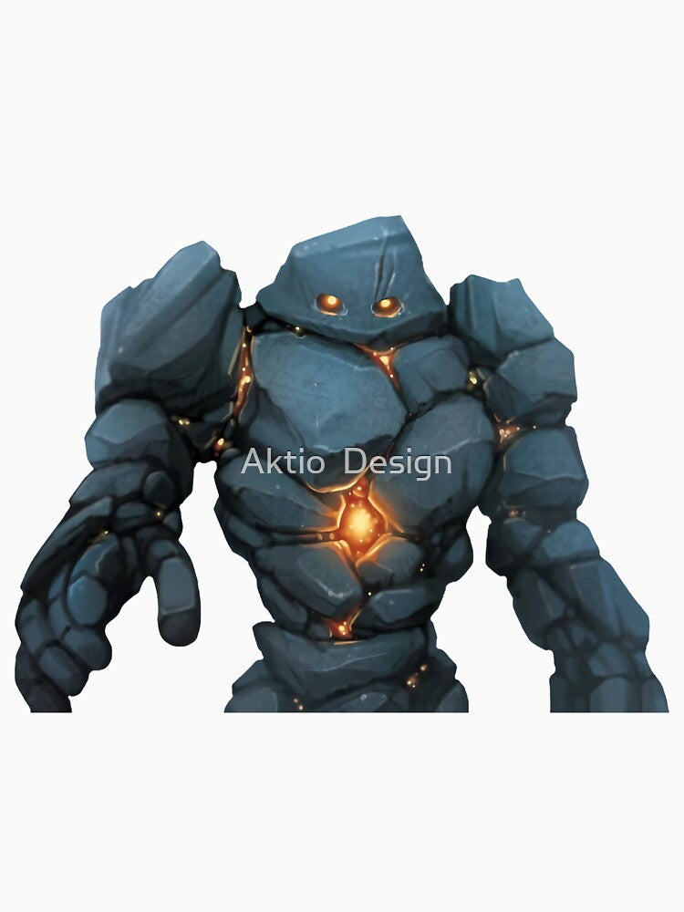 A mighty stone golem with a glowing heart by Aktio Design