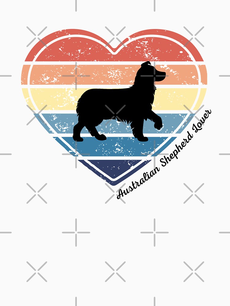Australian Shepherd Lover Retro Sunset Heart by Print-A-Joke