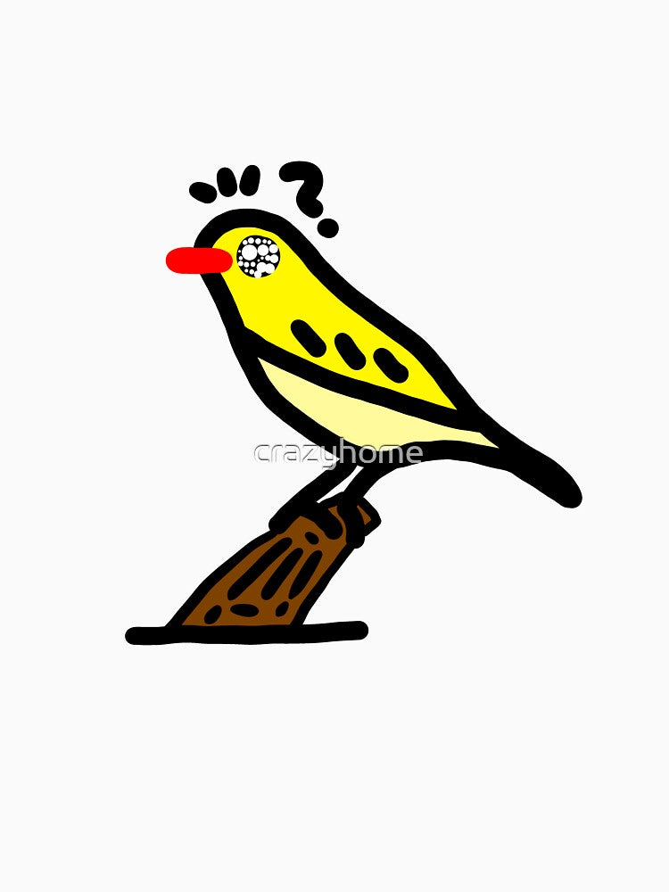 bird art yellow funny red rip bird animal by crazyhome