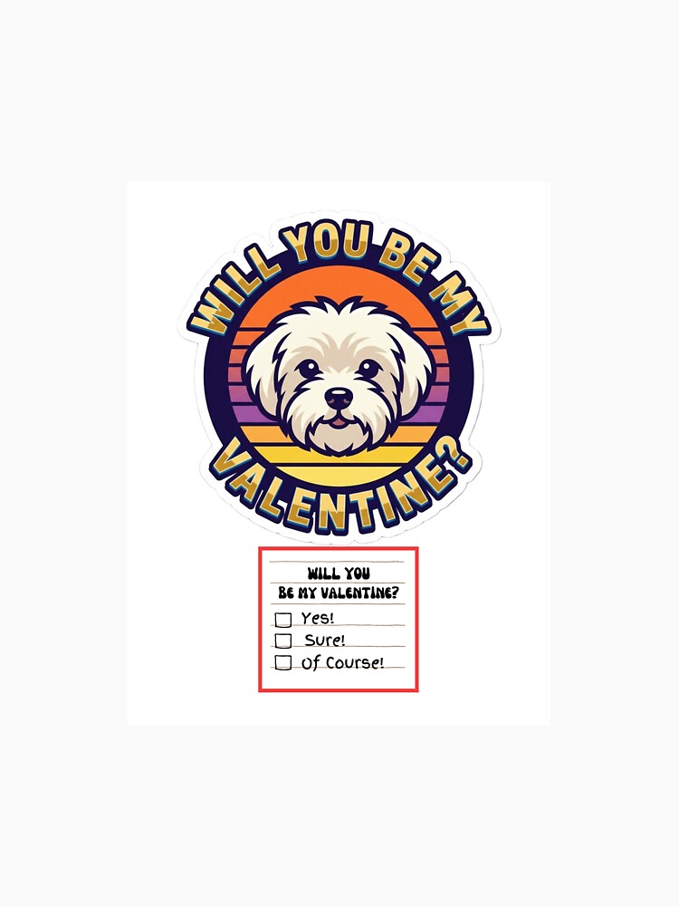 Adorable Watercolor Retro Maltese– Valentine’s Day Question by M1234s