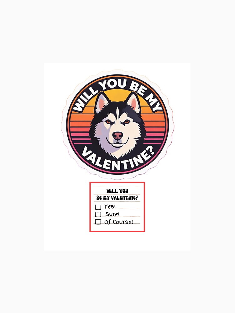 Adorable Watercolor Retro Alaskan Malamute – Valentine’s Day Question by M1234s