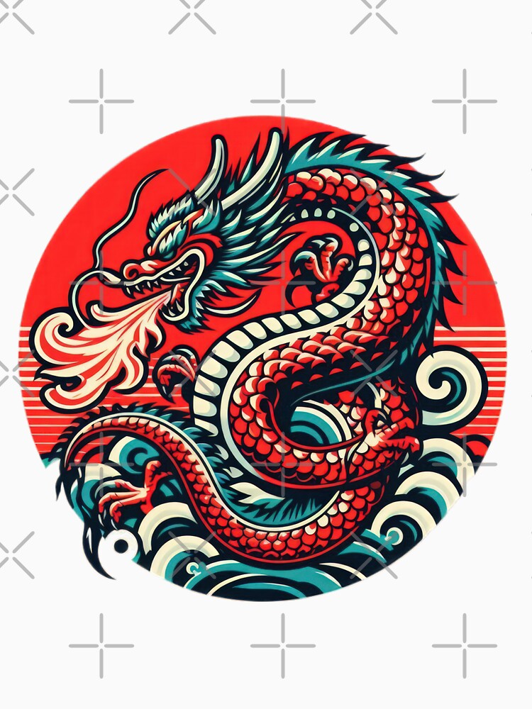 Red Erupting dragon breathing fire vintage by Expressions-Sel