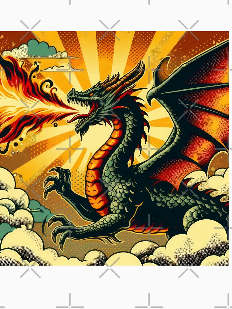 vintage dark dragon breathing fire by Expressions-Sel