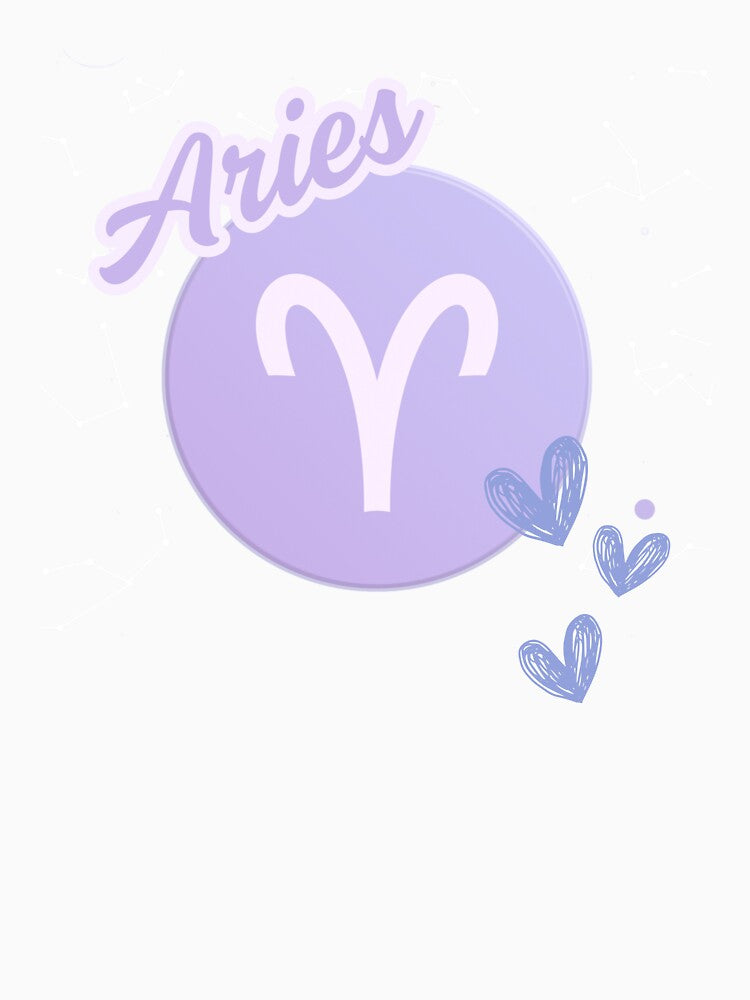 Aries – Soft Lavender Zodiac Art with Hearts & Constellations by Ink on Thread