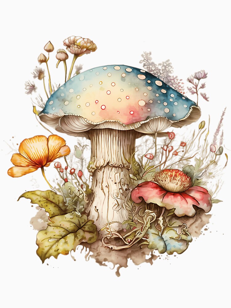 Floral Mushroom Botanical Art by frijazede36