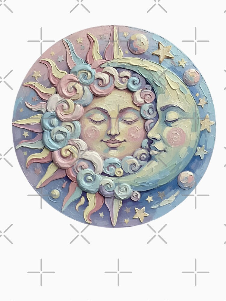 Sun and Moon Colorful Palette Knife Art by GymTanLaundry