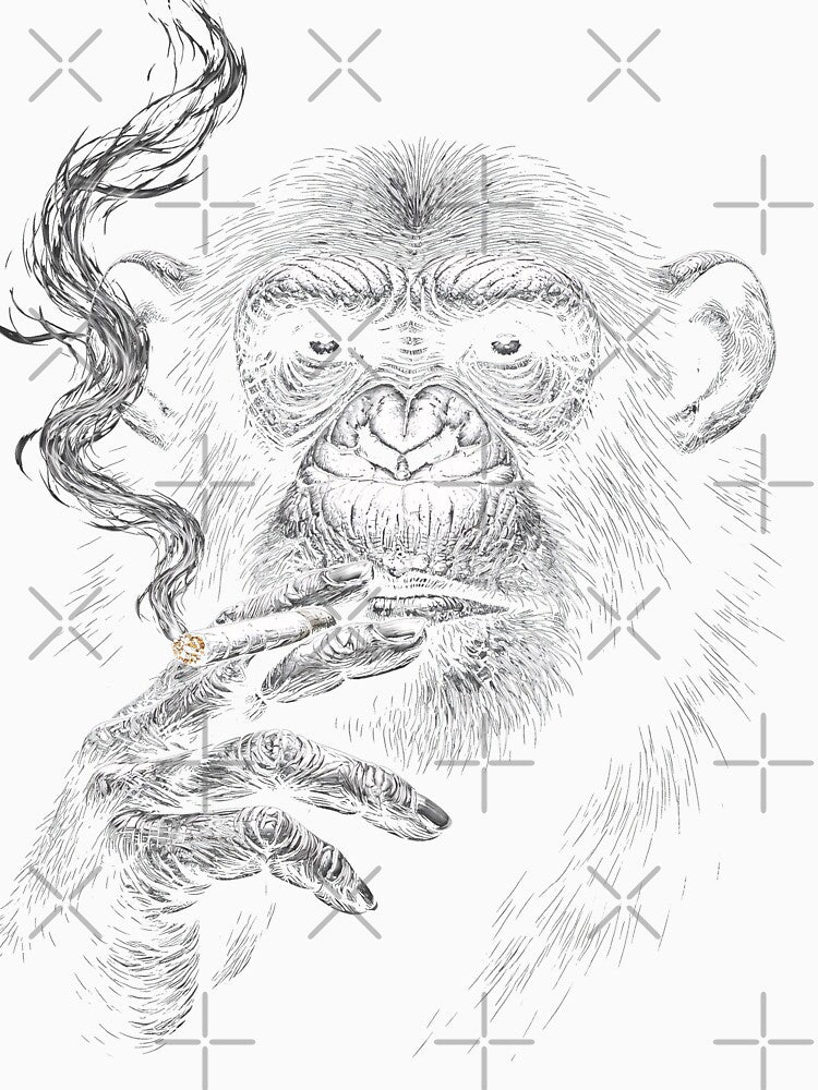 Chimpanzee Smoking Cigar Minimalist Design Chimp Monochromatic by BeaverFriends
