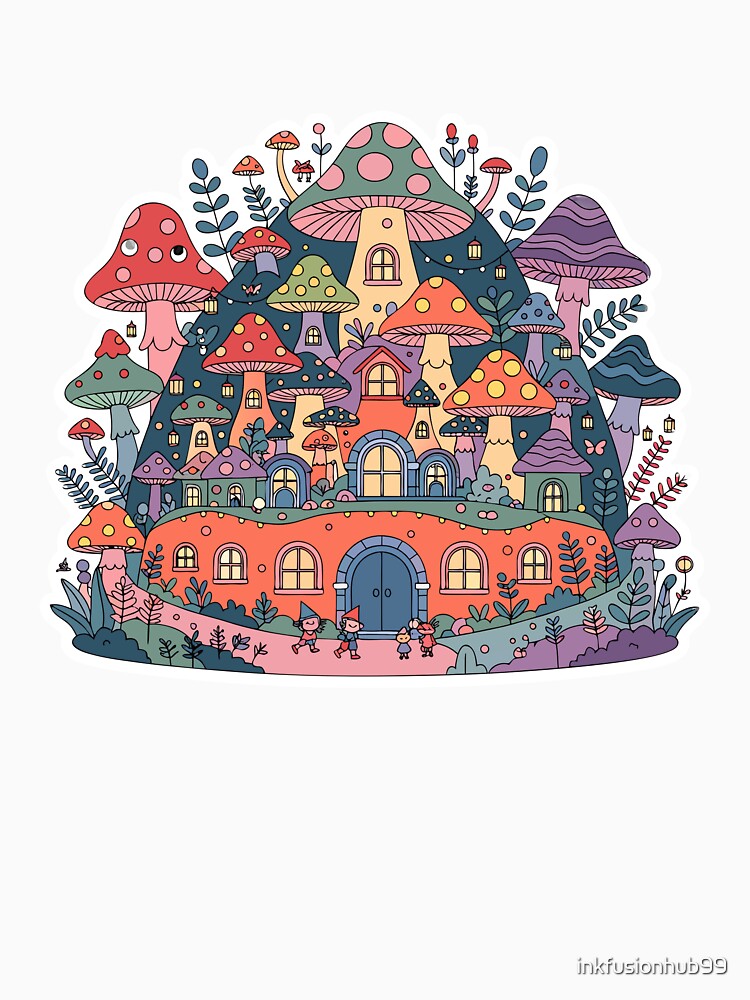 Enchanted Mushroom House Fantasy Sticker by inkfusionhub99