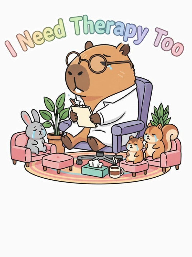 Exhausted Capybara Therapist – Funny Kawaii Animal Meme by FRADEX STORE