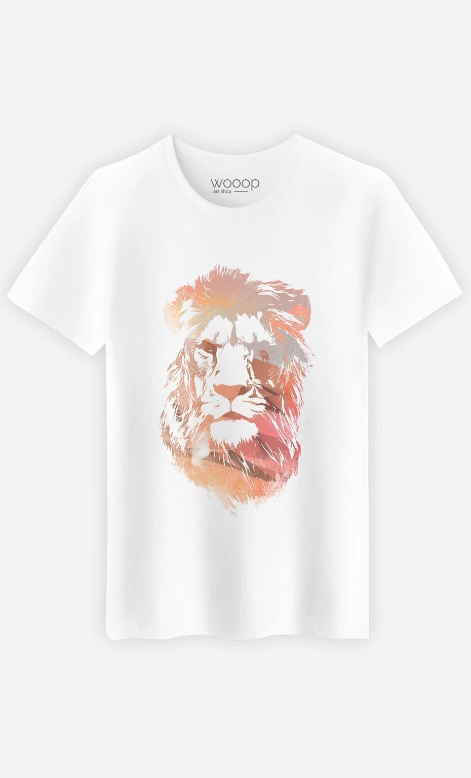 Desert Lion T-Shirt Men's Short Sleeve Cotton White Color Block S 2XL