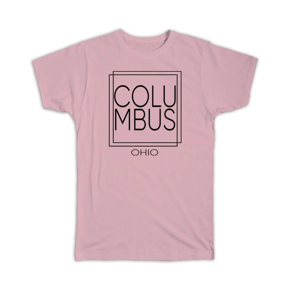 Gift T-Shirt : COLUMBUS Ohio Square Modern Minimalist Font