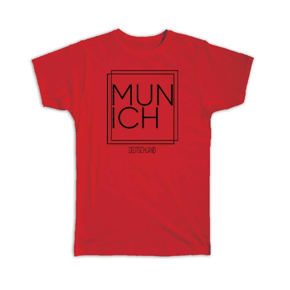 Gift T-Shirt : MUNICH Germany Square Modern Minimalist Font