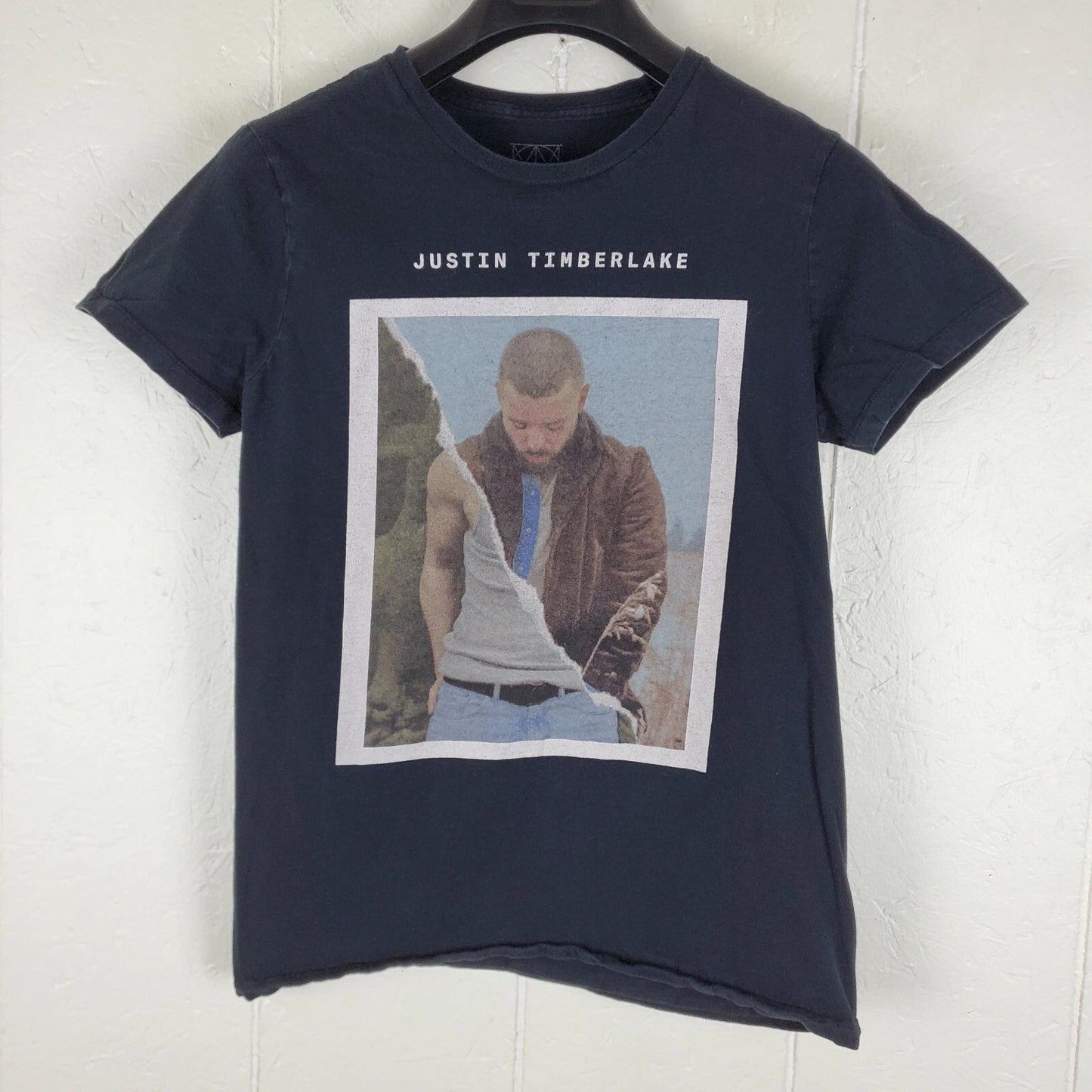 Justin Timberlake Shirt Men's Small Black Graphic Crew Neck Short Sleeve Stretch