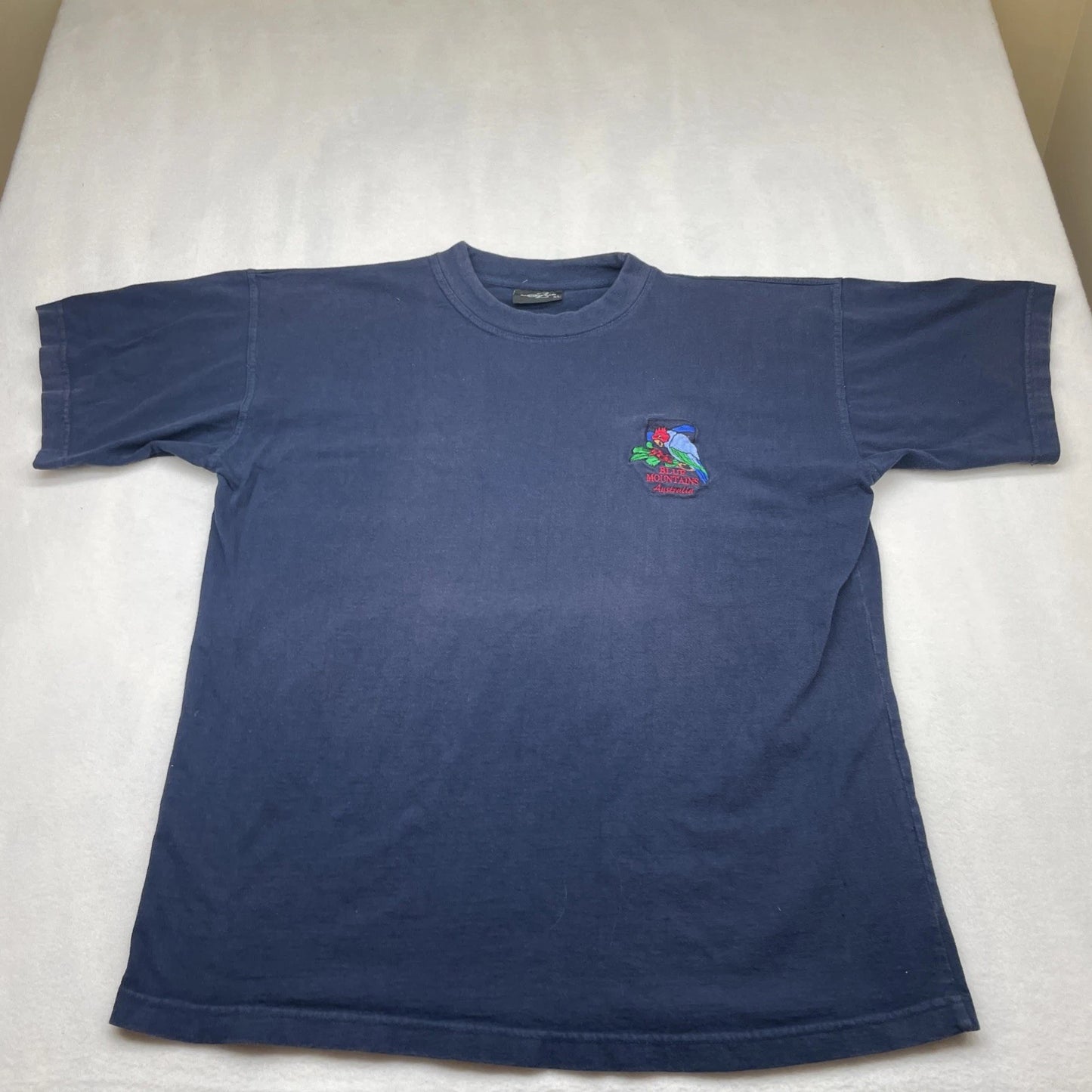 OZ T-Shirt Mens XL Blue 100% Cotton Blue Mountains Embrodier Australia Made