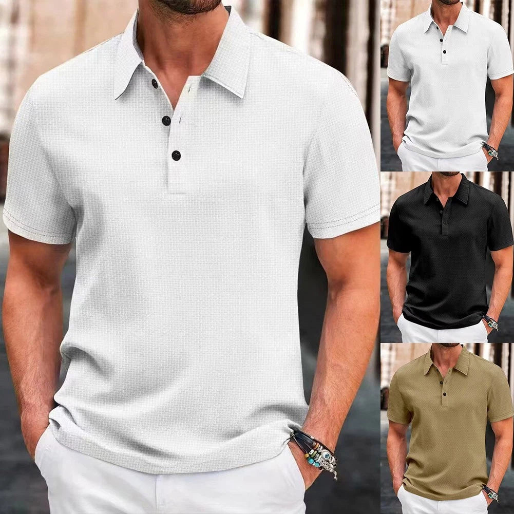 Breathable Men's Short Sleeve Lapel Shirt for Business Casual Daily Wear