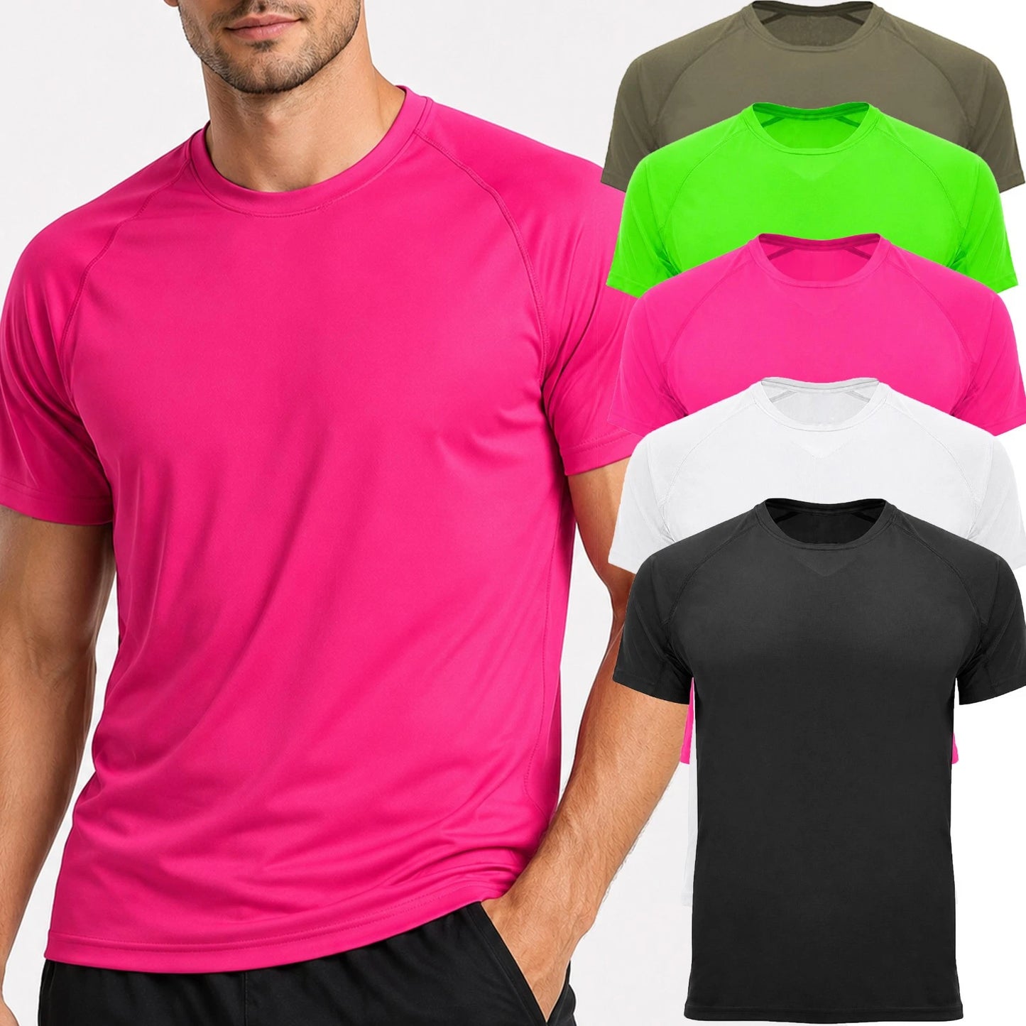 Men's Sports T-Shirt Breathable Quick Dry Gym Running Raglan Tee Size S-XXXL