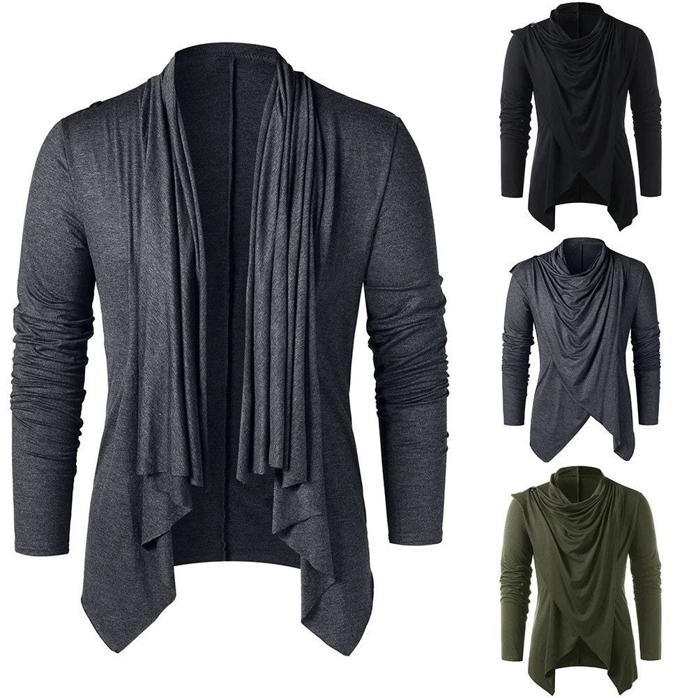 Men's Stylish Overlap Cardigans with Asymmetrical Cut and Long Sleeves