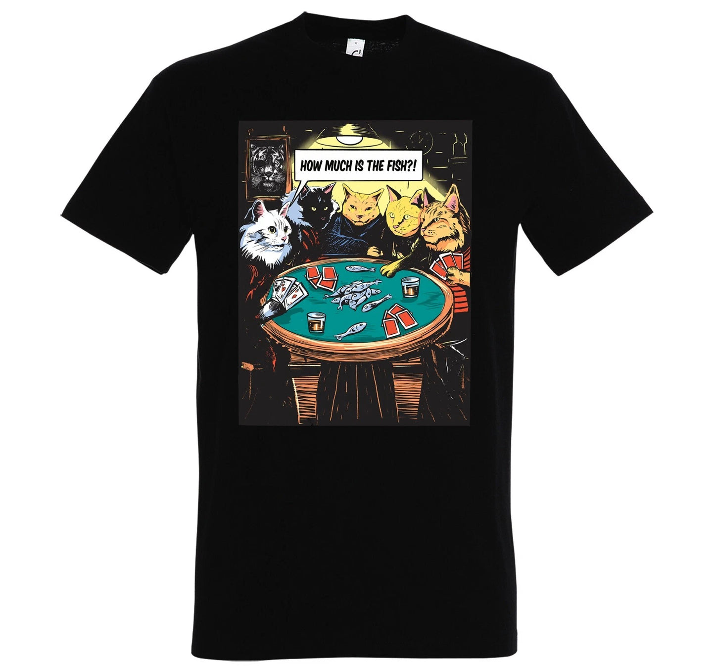 Mens T-Shirt HOW MUCH IS FISH Cat Poker Saying Men Casino Gambling Fun