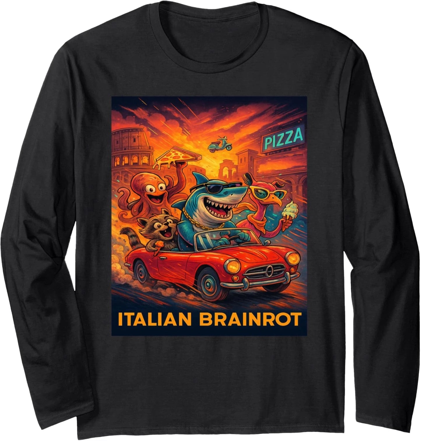 Italian Brainrot Trendy Viral Internet Meme Long Sleeve Tshirt