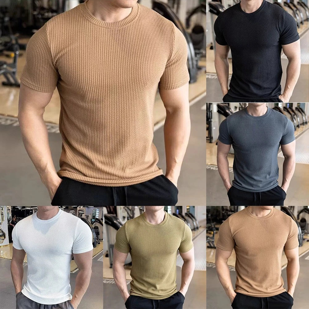Stylish Solid Color Knitted T Shirts for Men's Summer Wardrobe Essentials