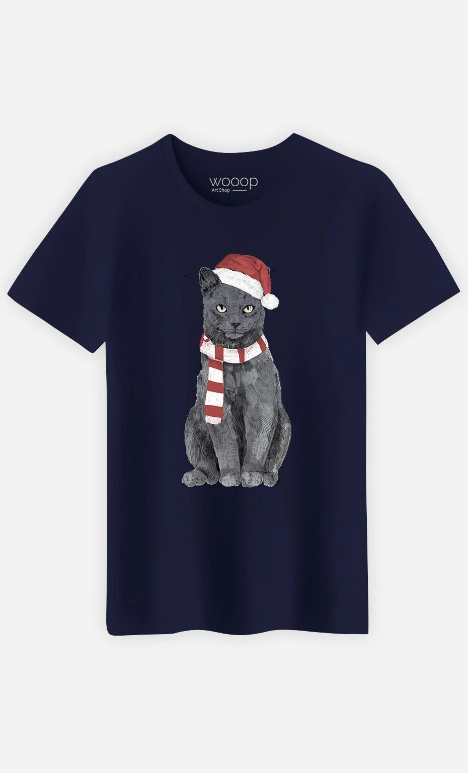Men's Short Sleeve T-Shirt XMAS CAT Navy Blue