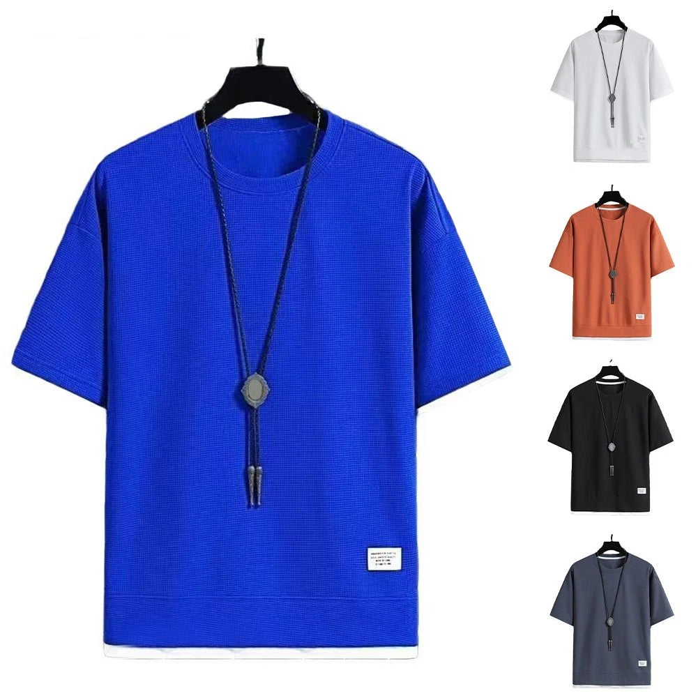 Stylish Men's Short Sleeve T Shirt with Crew Neck for Fashionable Wear