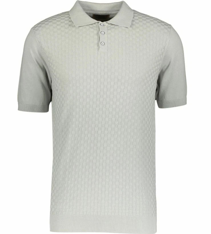 Lorenzo Magni polo-shirt /top knitted textured front 100% cotton Made in Italy