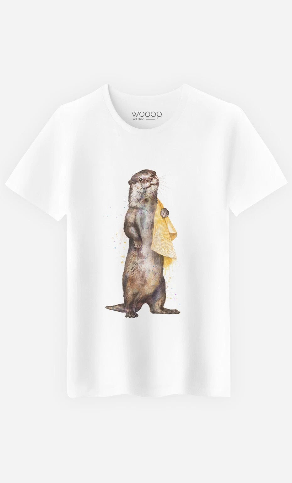 OTTER Men's T-Shirt Short Sleeve White, Colorblock, Cotton S 2XL