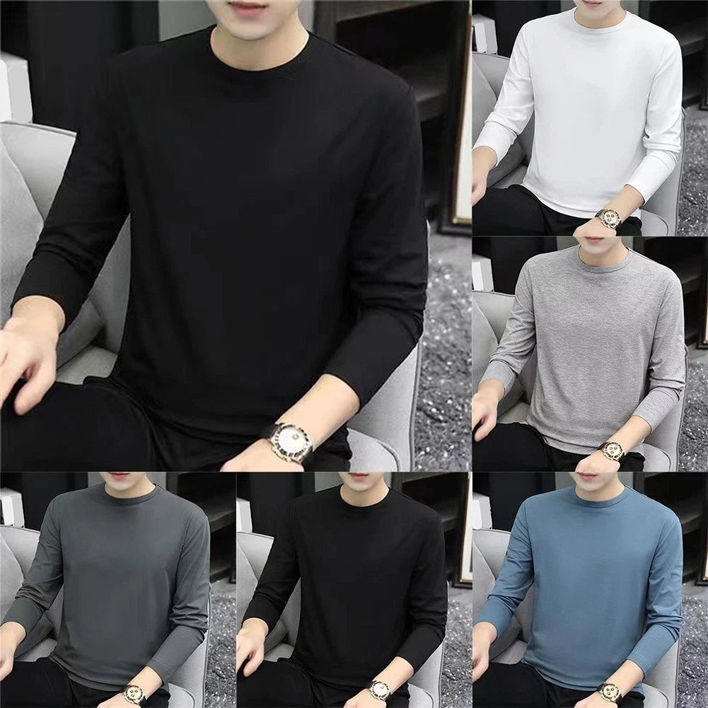 Comfortable Men's Long Sleeve Round Neck T-Shirt for Daily Holiday Wear